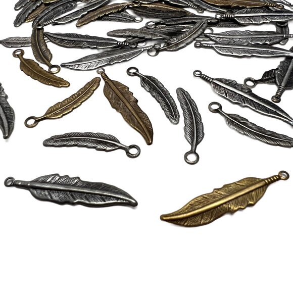 70+ Pieces Feather Charms Crafting Jewelry Making Supplies - Picture 1 of 7